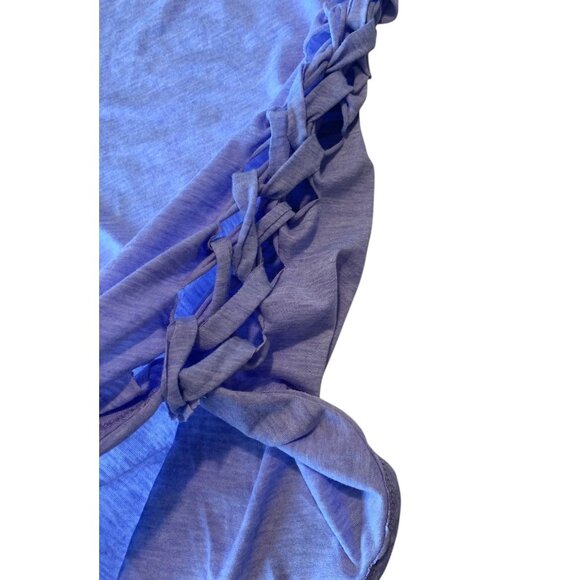 ZAFUL Blue + Black Skull Print Braided Shredded Cap Sleeve T-Shirt NWT Size XXL - Picture 8 of 8